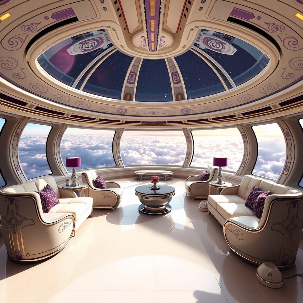 Luxurious Galactic Federation Mothership Lounge in Minimalis...