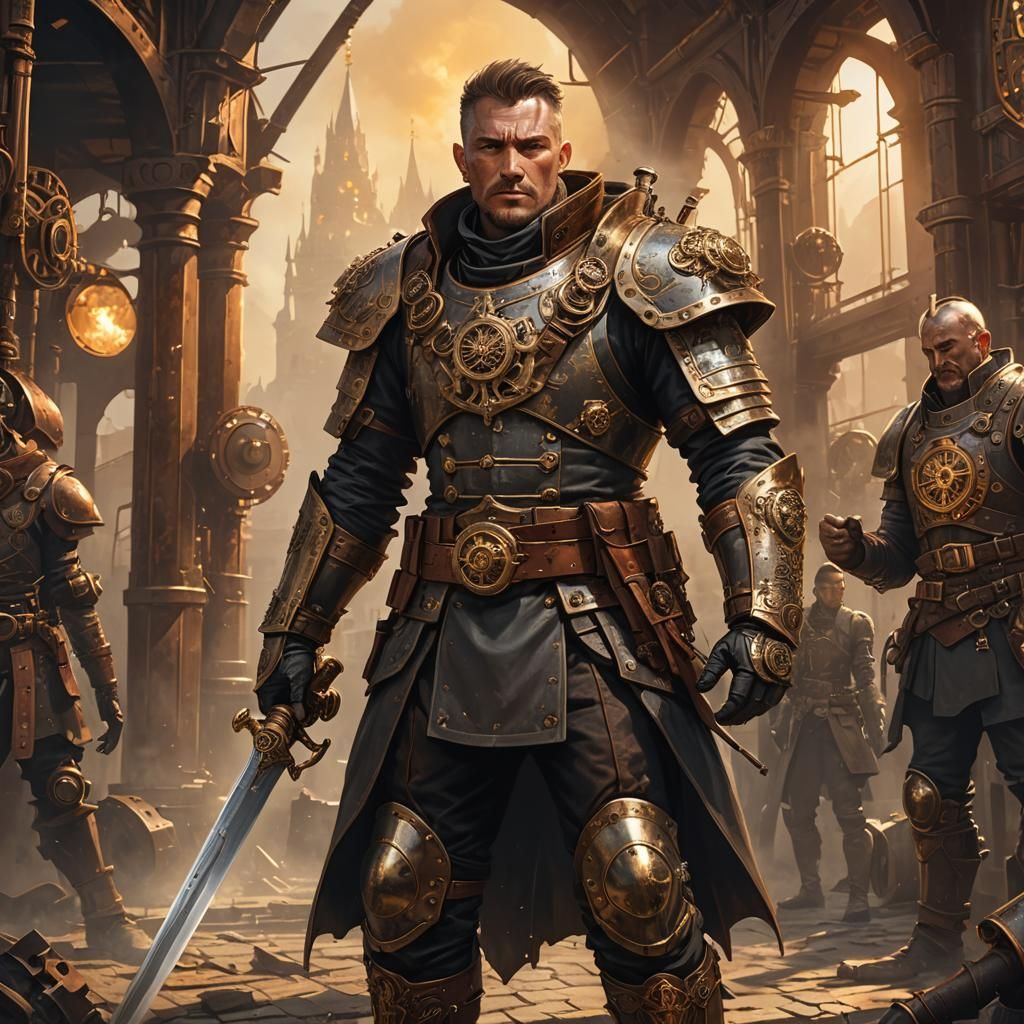 Steampunk Russian Warrior with Sword Concept Art