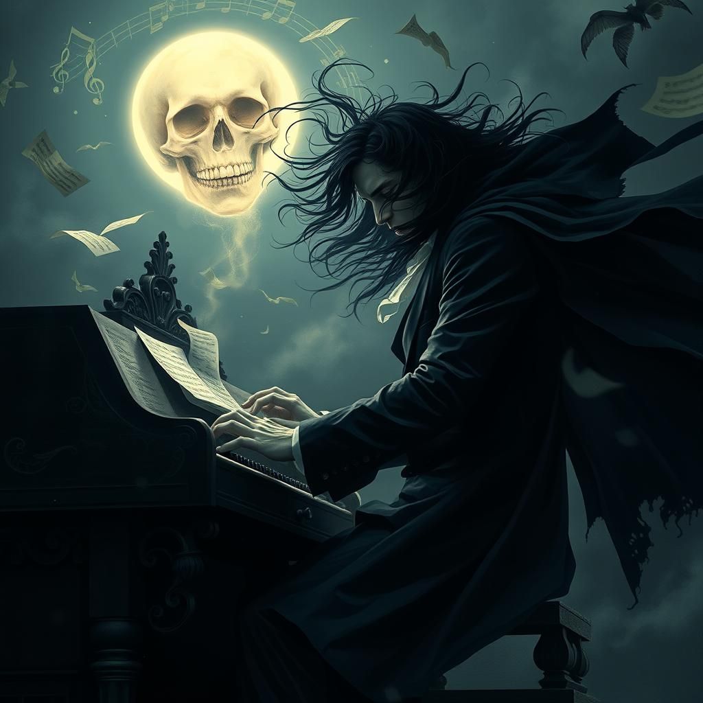 Phantom's Gothic Opera: A Dark Romantic Scene