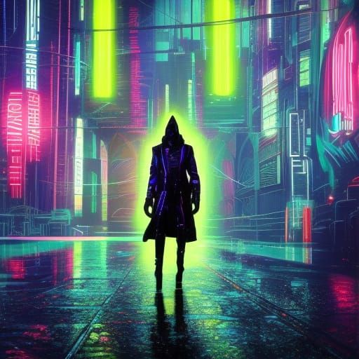 Cyberpunk Supermodel in Neon Alley