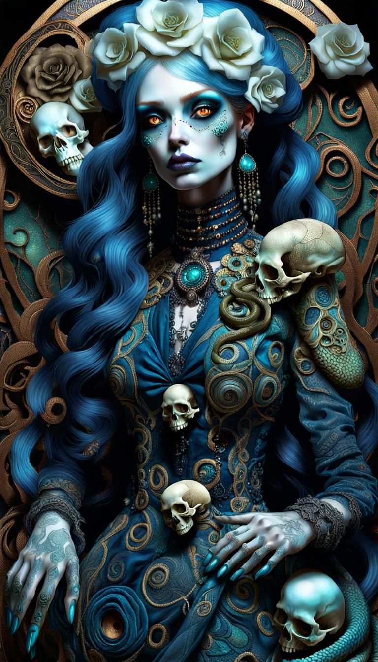 Gothic Baby Doll Portrait in Art Nouveau Style