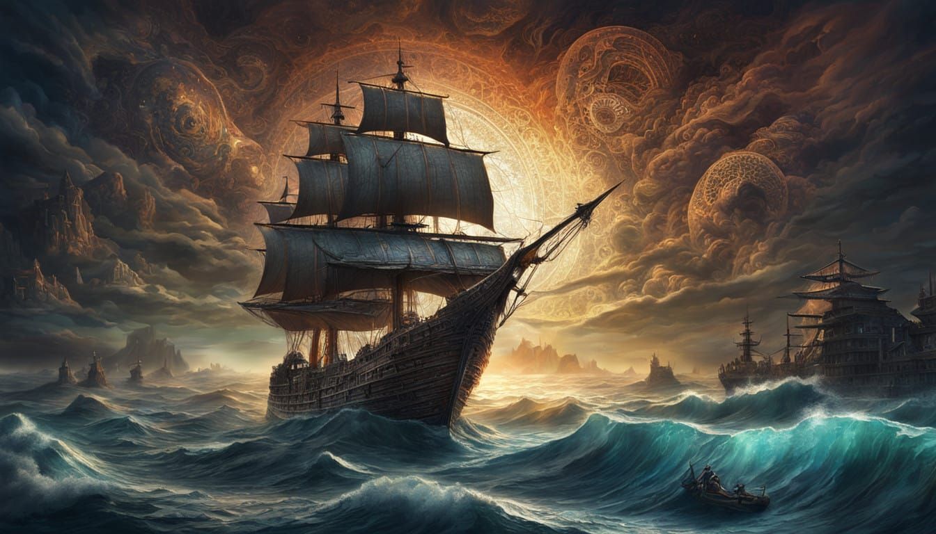 Sailing Warship Enters Mysterious Cosmic Realm