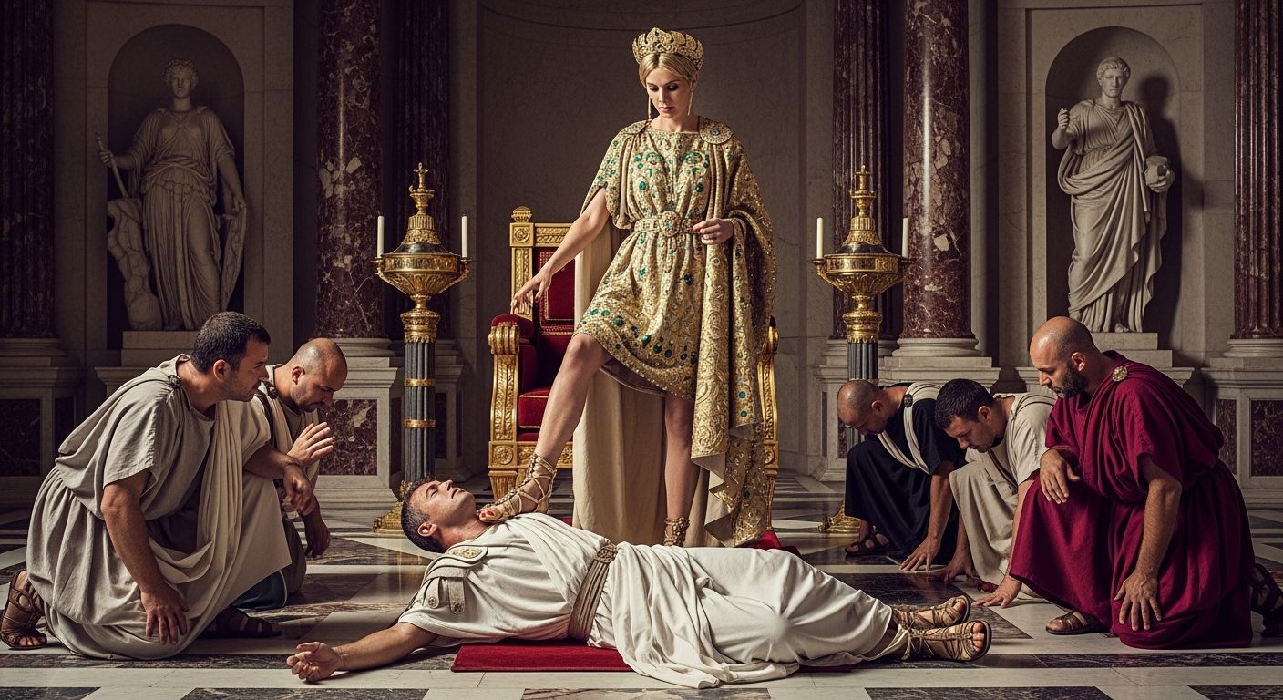 Roman Empress Tramples Senator in Lavish Throne Room