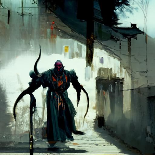 Sinister Quasit Demon Stalks Feudal Town