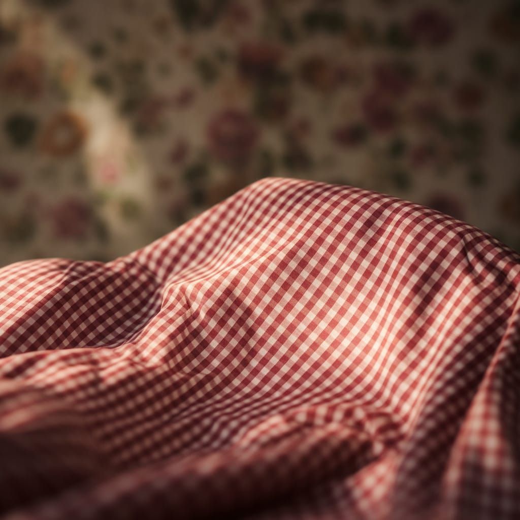 Warm Gingham Print in Cozy Vintage Setting