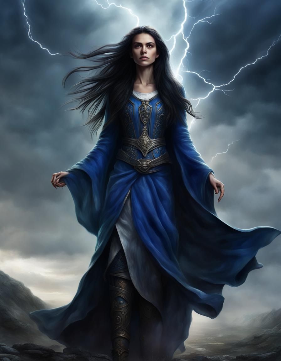 Tissaia de Vries Casts Alzur's Thunder: Digital Painting