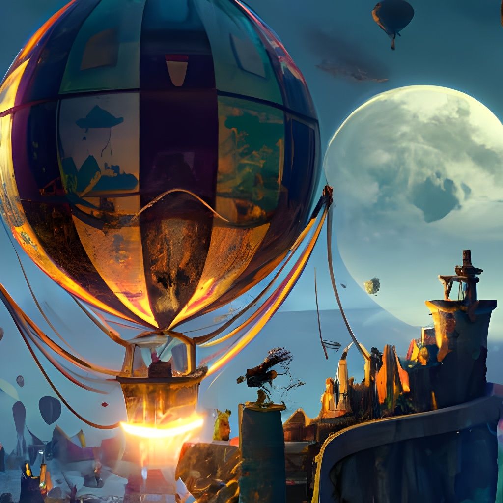 Rococo Hot Air Balloon in Moonlight
