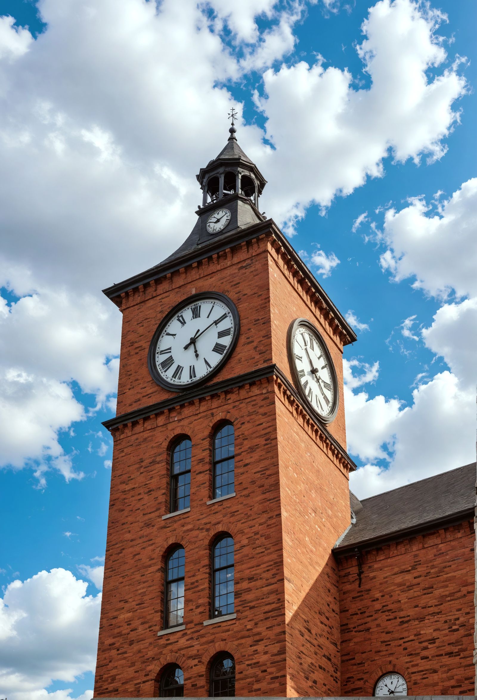 Clock Tower in Small Town: Hyperrealistic HDR Image