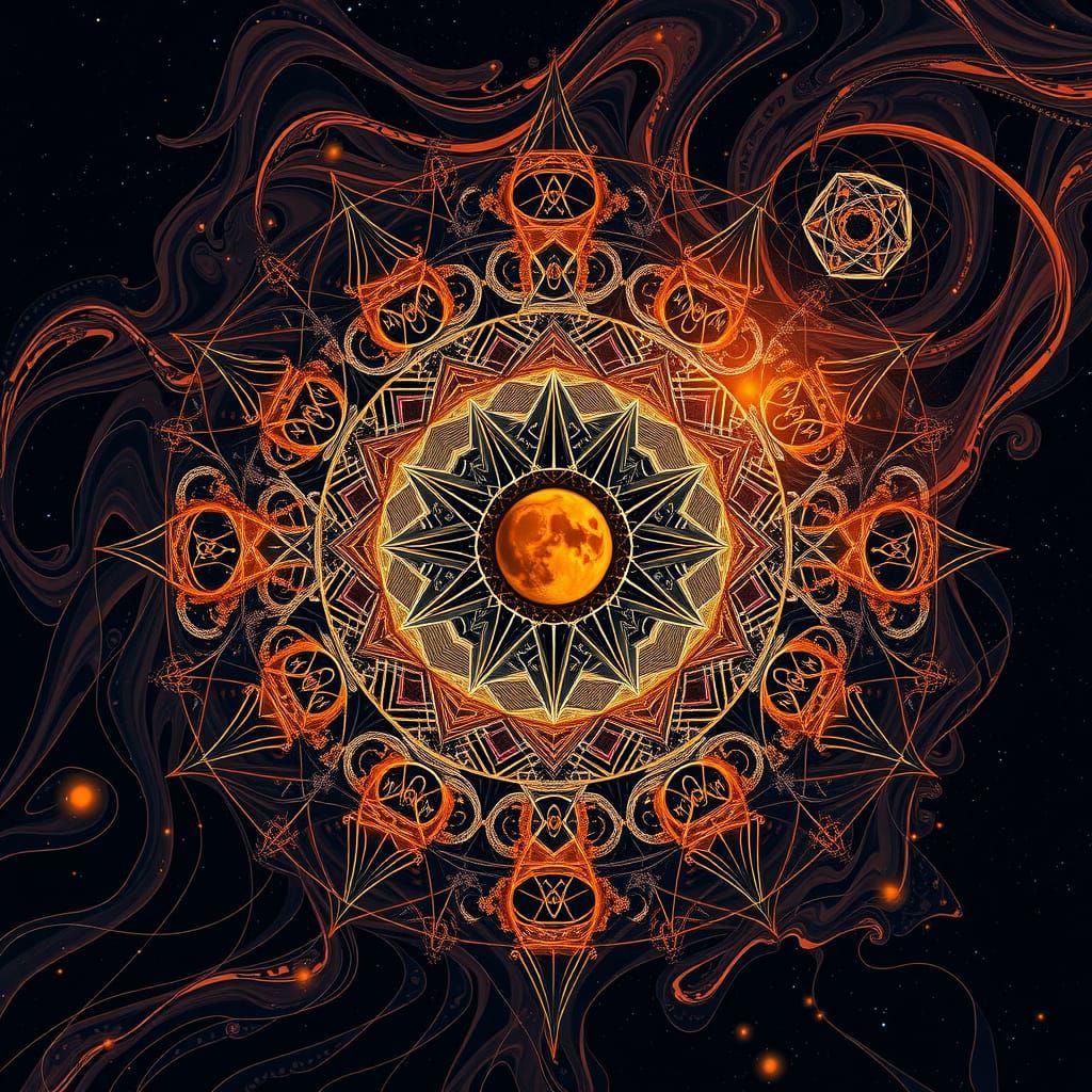 Sacred Geometry Universe in Hyperdetailed Geometric Abstract...