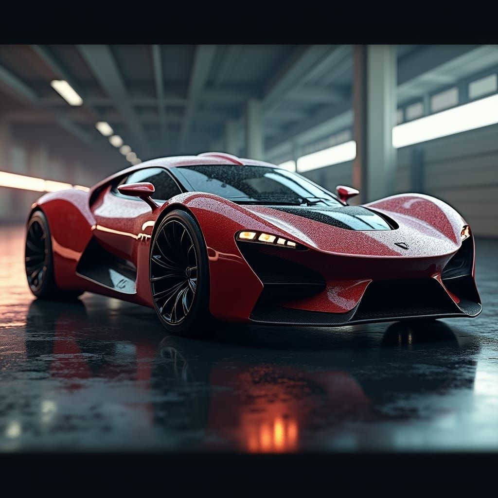 Futuristic Sports Car in Photorealistic 3D Rendering