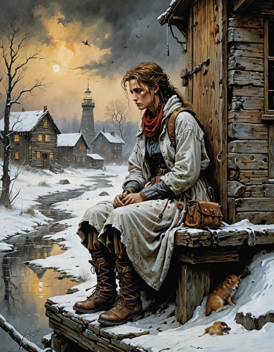 Contemplative Figure Inspired by Royo and Rockwell