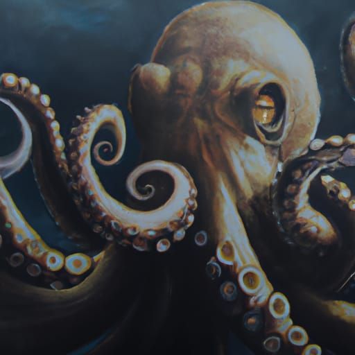 Hyperrealistic Portrait of Cthulhu in Dark Oil Painting