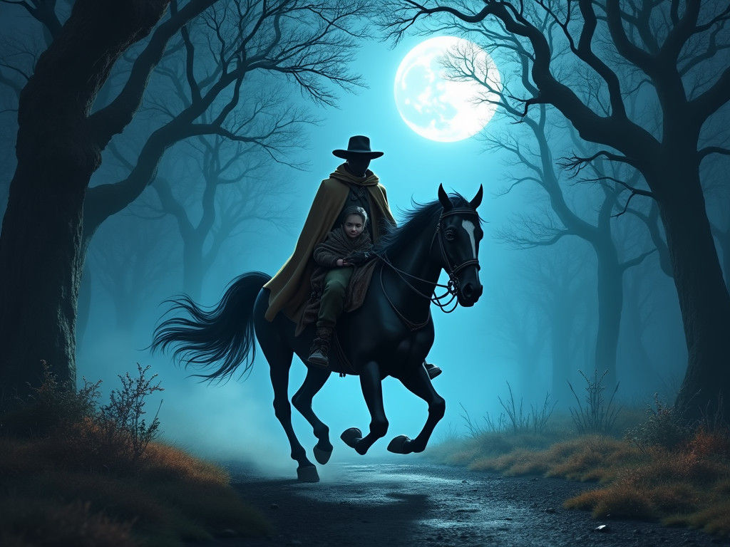 Ethereal Moonlight Ride Through Enchanted Forest