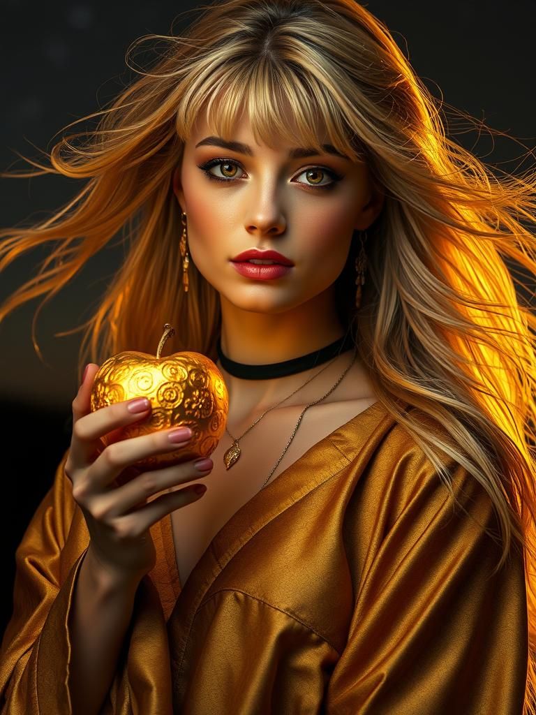 "To the most beautiful."  Eris the Goddess of Discord holds ...