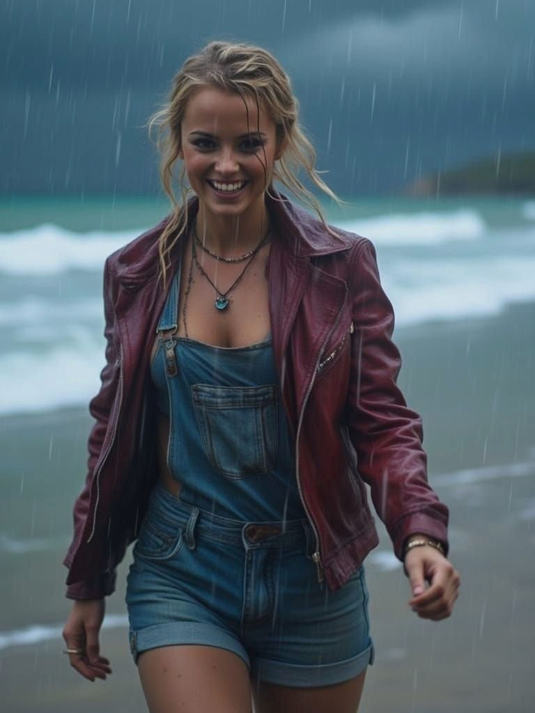 Britney Spears Frolics in Stormy Beach Rain