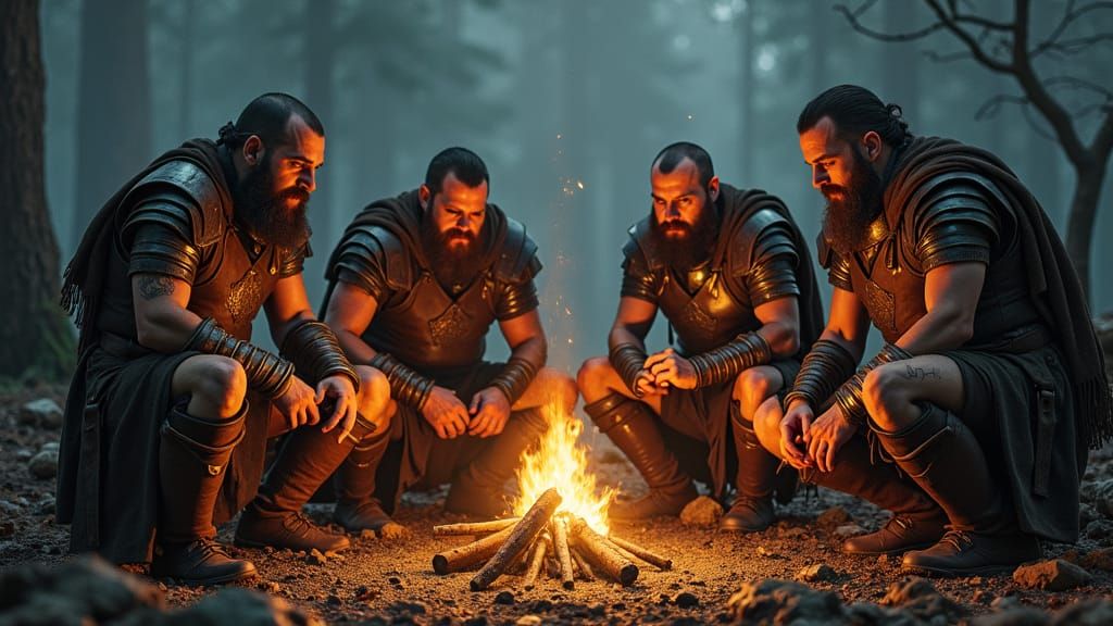 Mercenaries Camp in Mist-Shrouded Forest