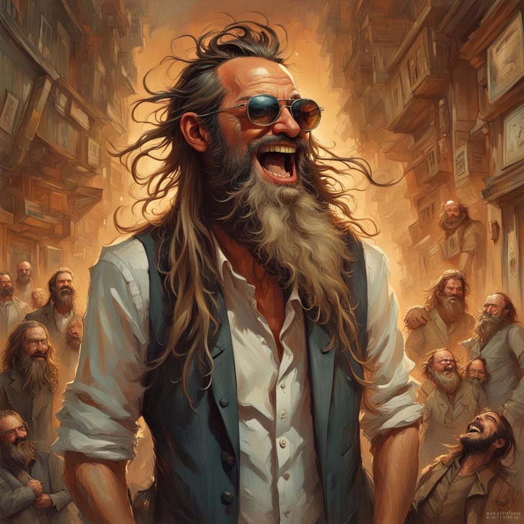 Laughing Businessman Portrait in Hyperrealistic Style