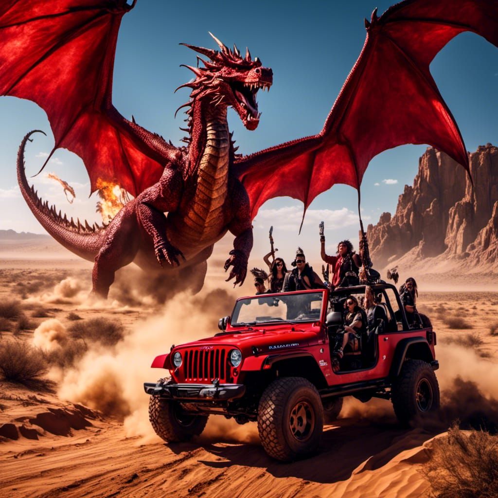 Punk Rock Band's Desert Jeep Ride with Dragon