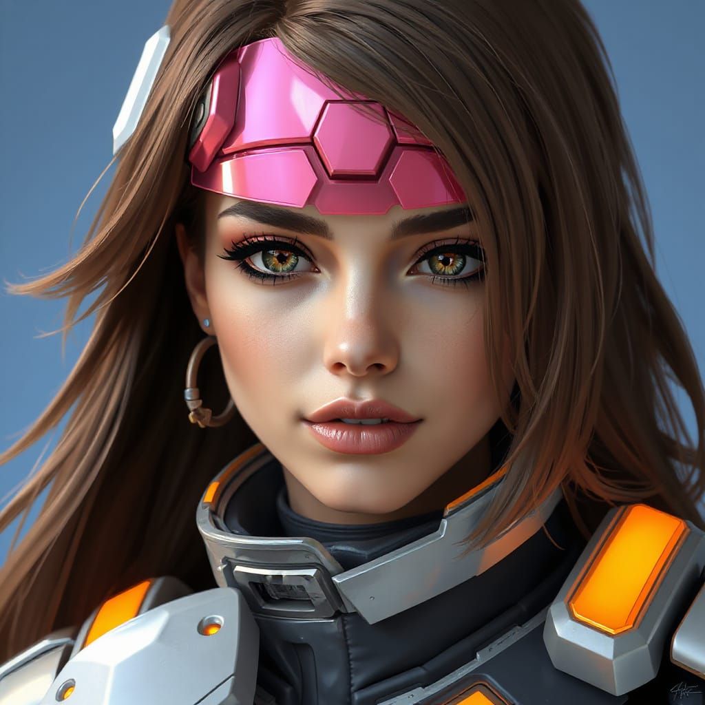 Tracer from Overwatch in Cyberpunk Style