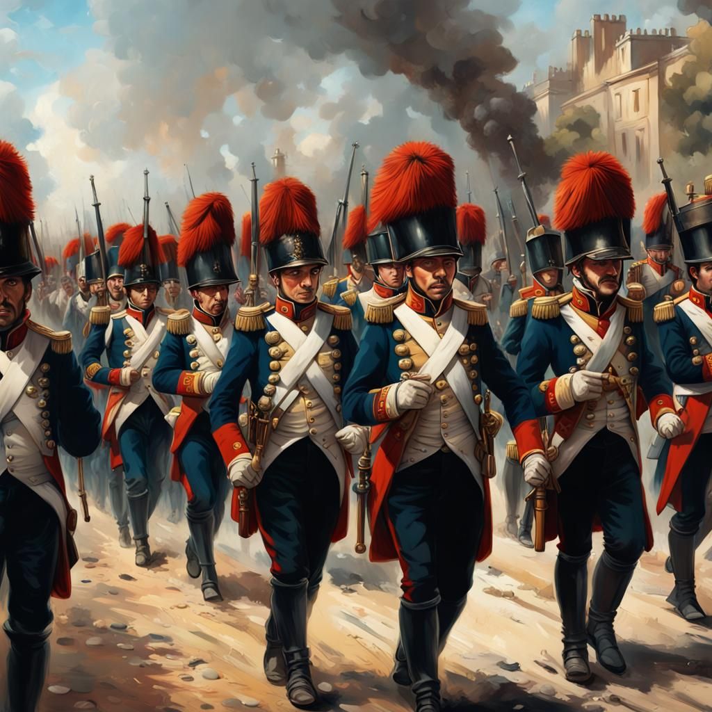 Napoleonic Army Marching: Hyperrealistic Concept Art