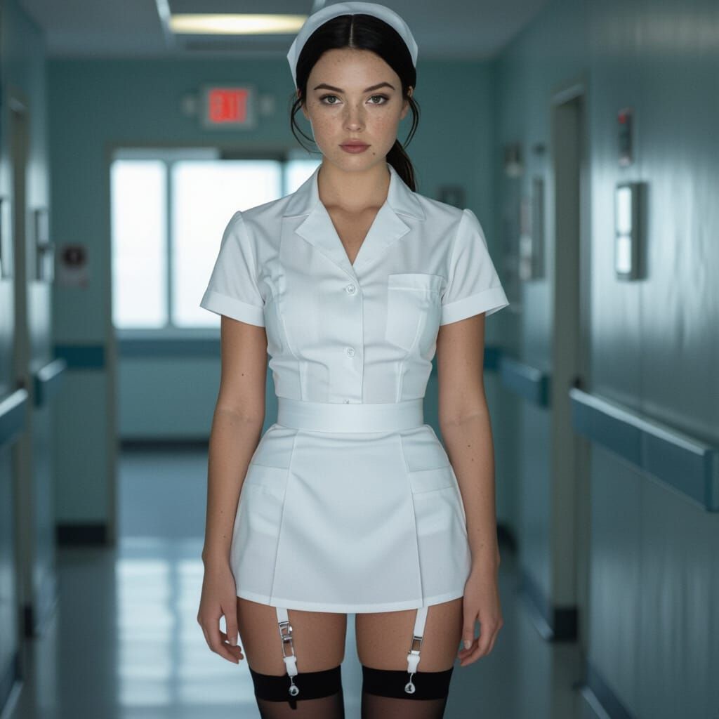 Young Nurse in White Uniform with Cinematic Lighting