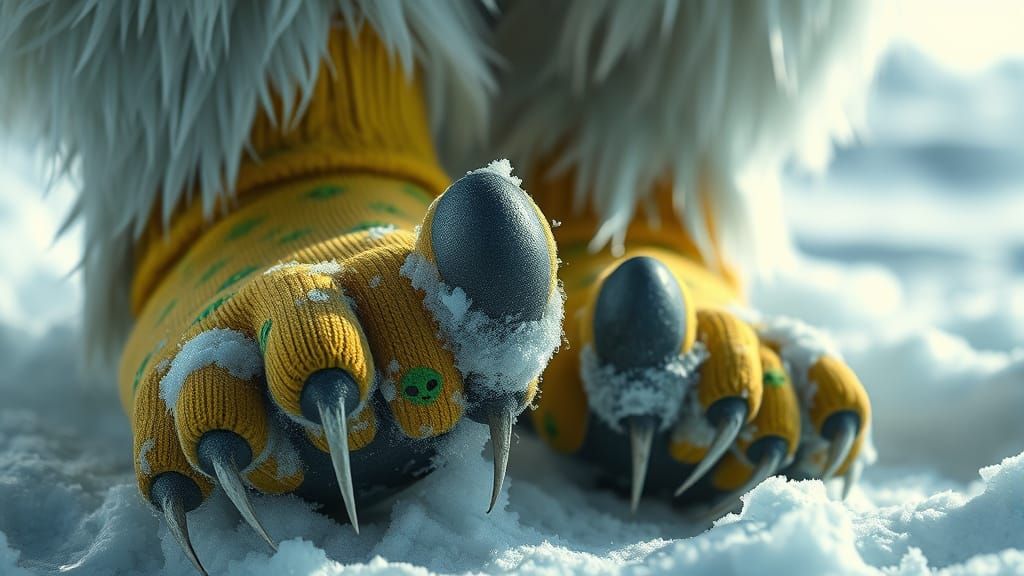 Abominable Snowman's Alien Socks: A Photorealistic Close-Up