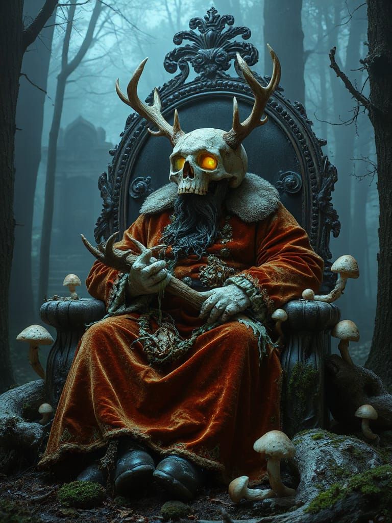 Mystical Fungal Monarch Reigns in Misty, Forgotten Forest