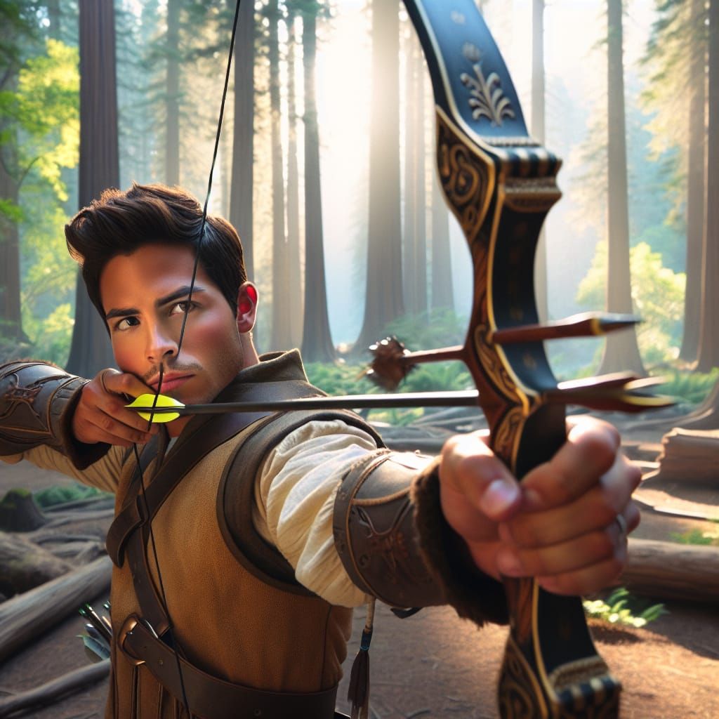 Archer in a serene forest clearing