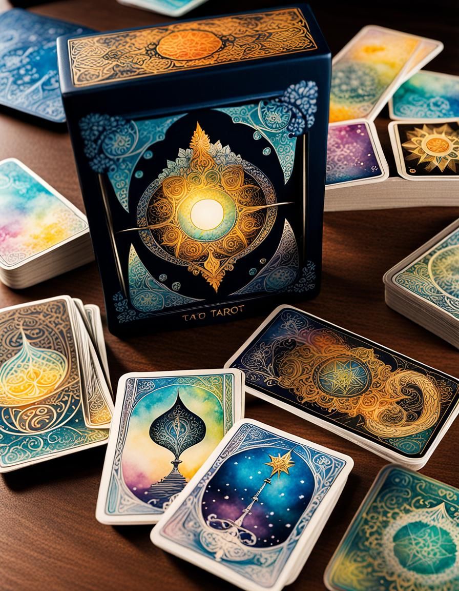 Mystical Tarot Cards in Surreal Watercolor Style