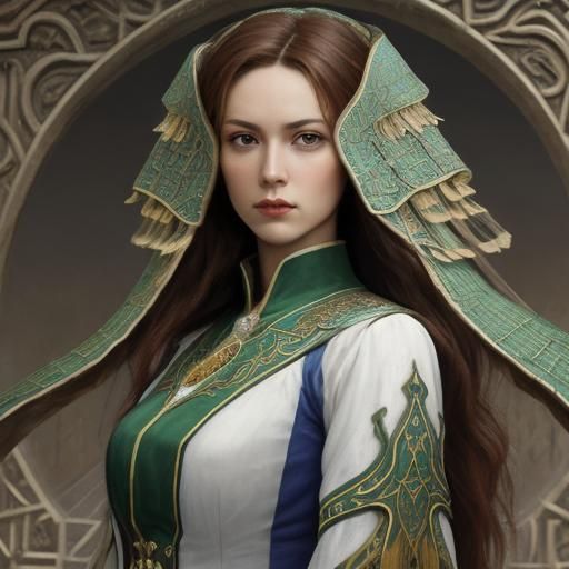 Celtic Fractal Mosaic of Hair in Photorealistic Cloisonnรฉ