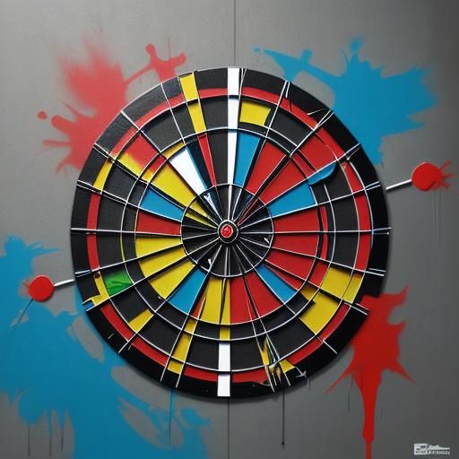 Colorful Dartboard in Graffiti Splash Art Style