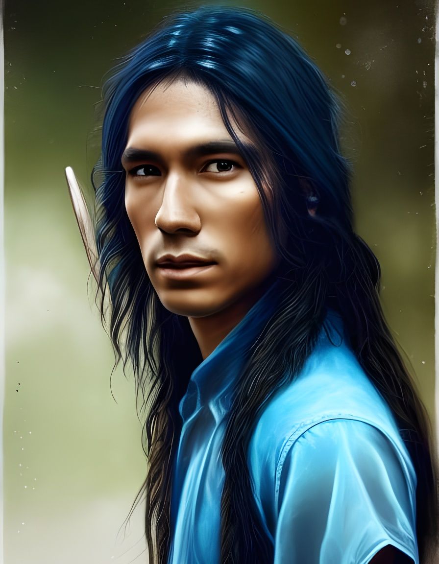 Native American Man Portrait in Detailed Digital Art