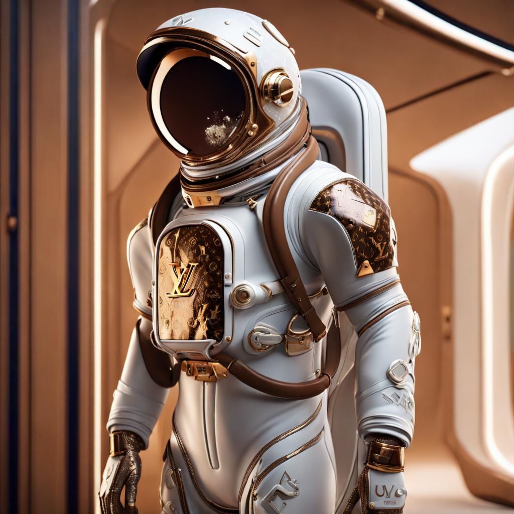 Luxurious Louis Vuitton Spacesuit in Hyperrealistic Style