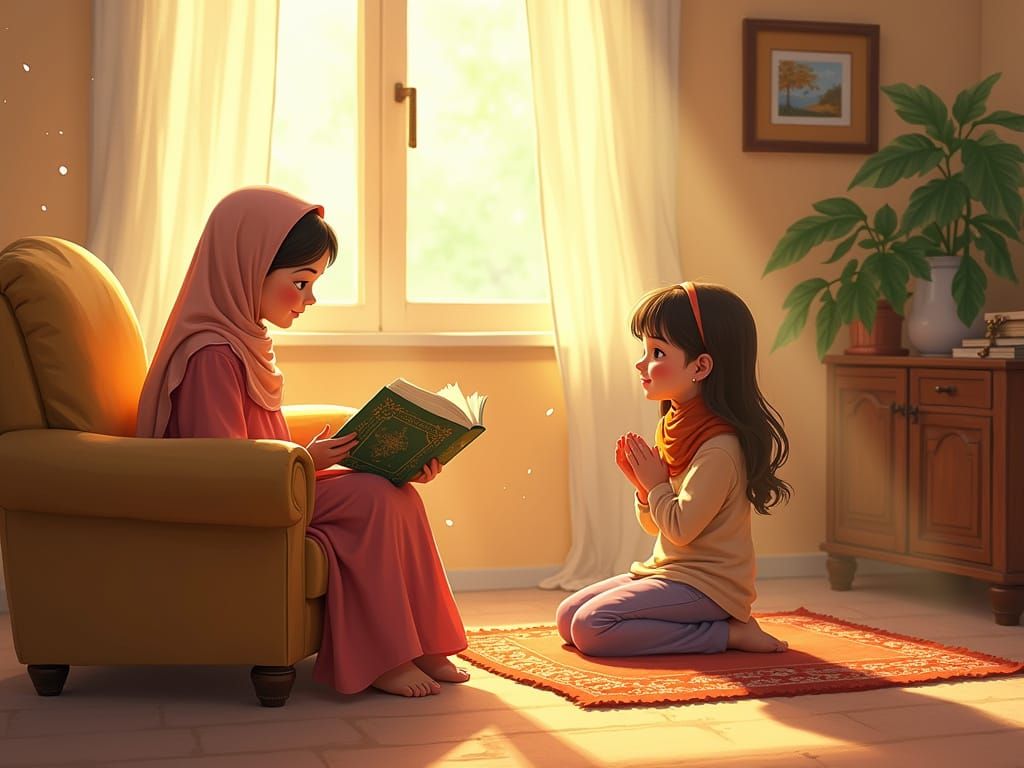 Sisters Share Peaceful Moment in Cozy Living Room