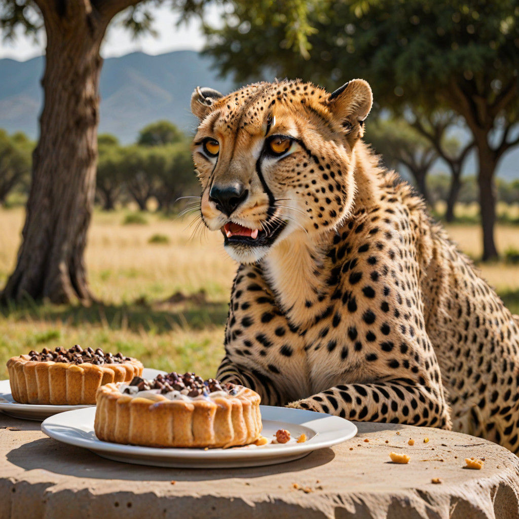 Vivacious Cheetah Indulges in Sweet Treat
