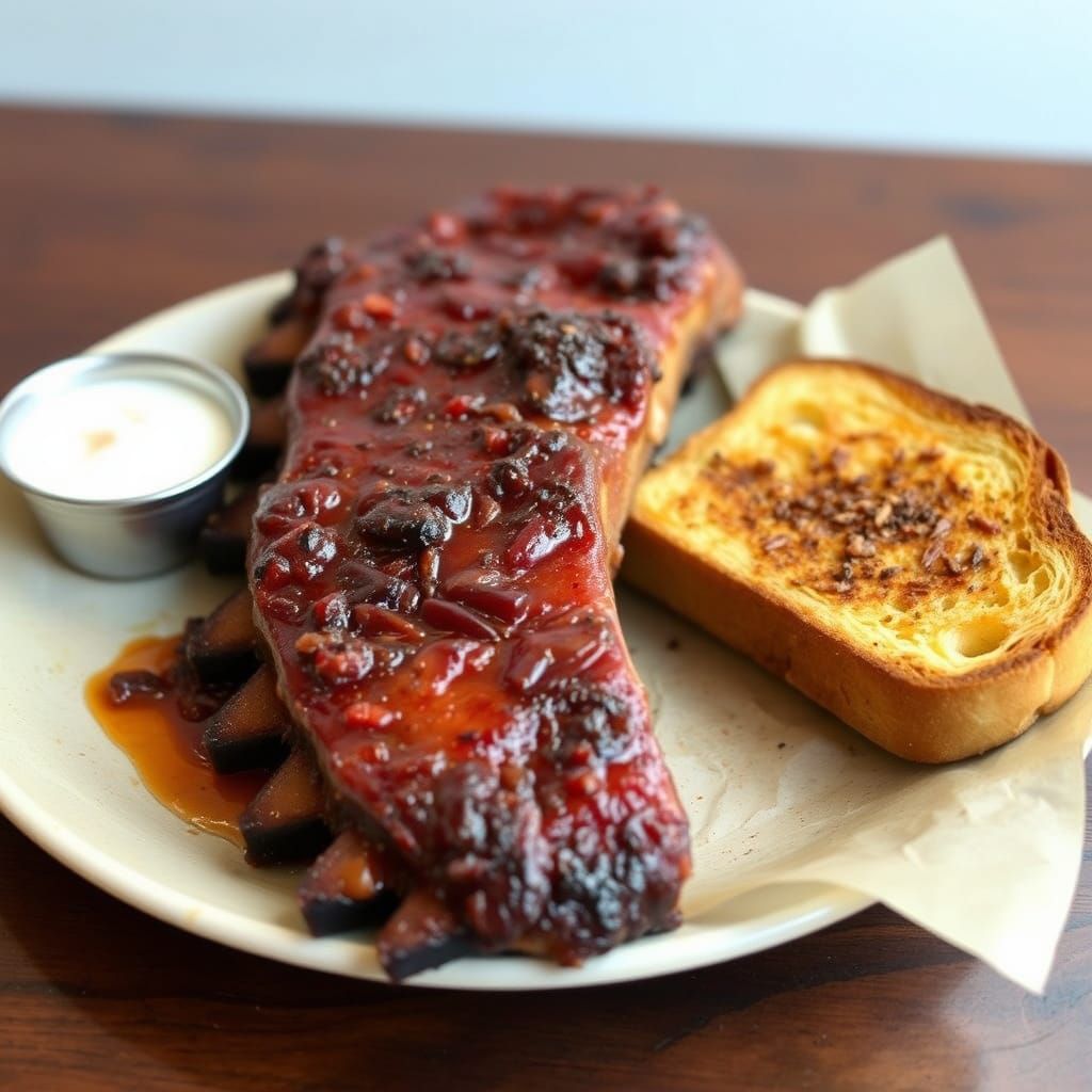 Savory Barbecued Ribs and Toasted Texas Bread