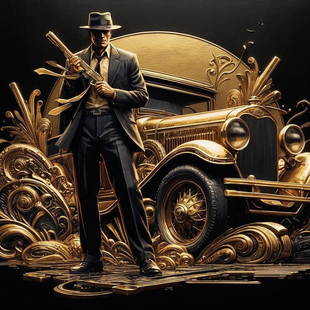 Tough Detective in 1920s Pulp Art Deco Style