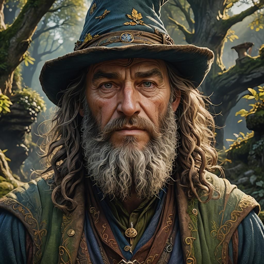 Realistic Portrait of Tom Bombadil: Detailed Matte Painting