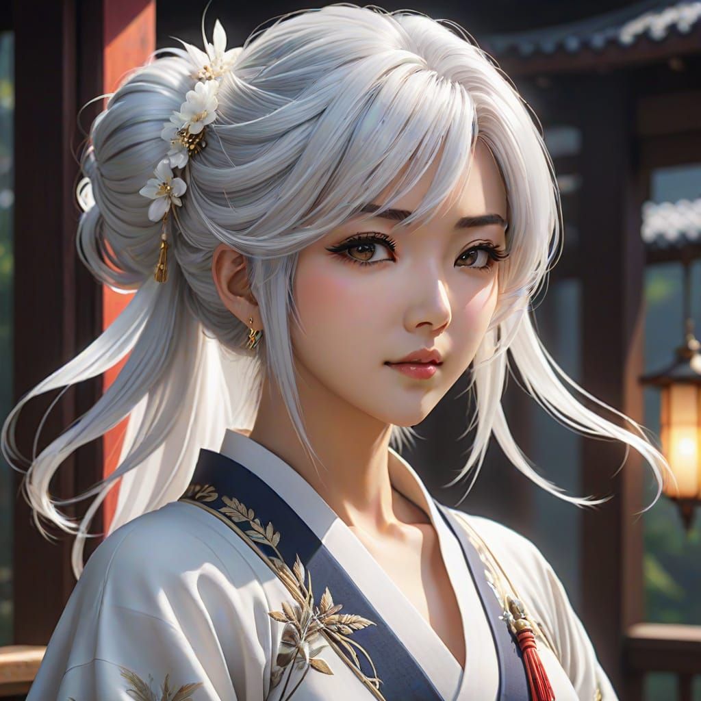 Ethereal Anime Beauty in Traditional Japanese Attire
