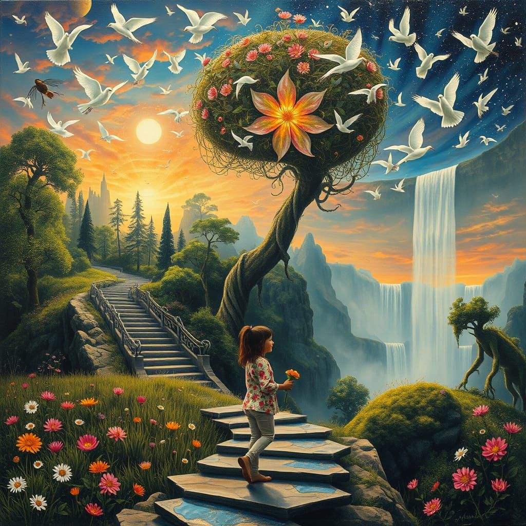 Surreal Floating City Inspired by Bosch and Haeckel