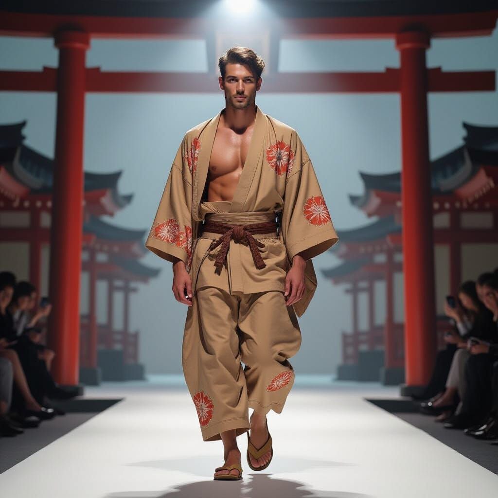 Kimono Fashion Show in Hyperrealistic Style