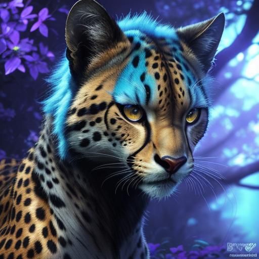 Humanoid Cheetah Digital Art with Intricate Detail