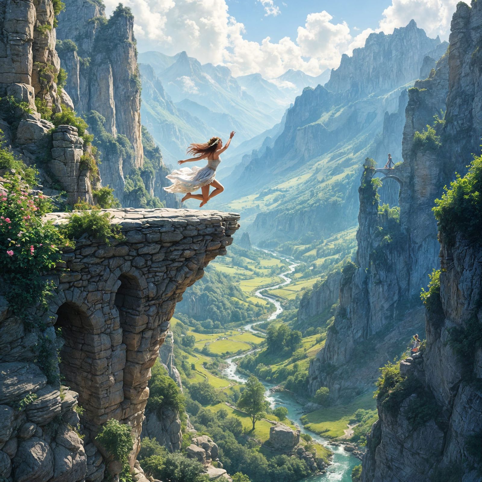 Gorgeous Stone Bridge Fantasy Illustration
