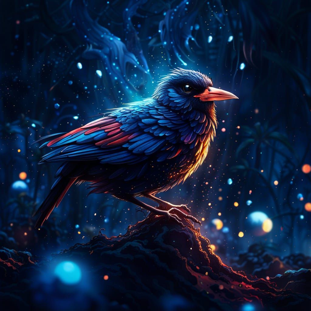 Epic Bird Graphic Illustration in Starry Night