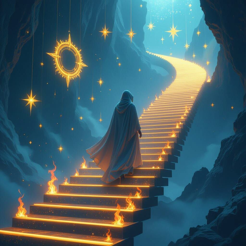 Radiant Staircase Ascent in Dreamlike 3D