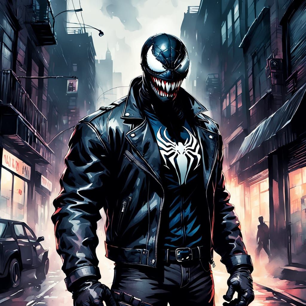 Venom in Leather: Comic Book Style Noir Art