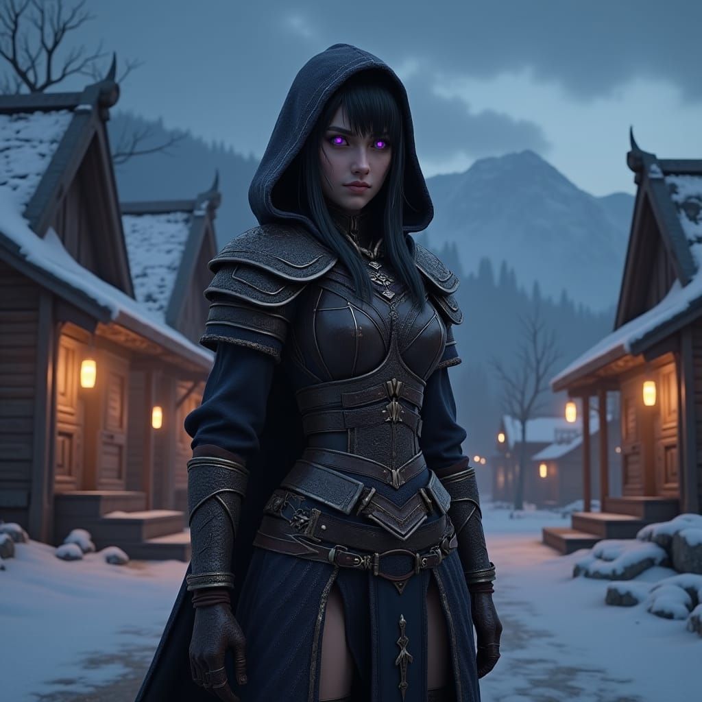 Breton Warrior in Nightingale Armor: 3D Anime Style