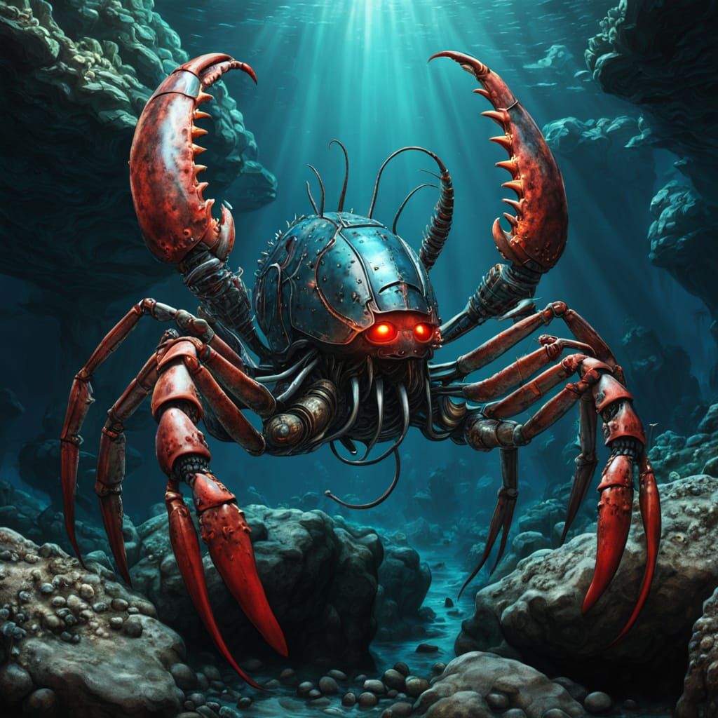 Robotic Lobster on Seabed as Digital Painting