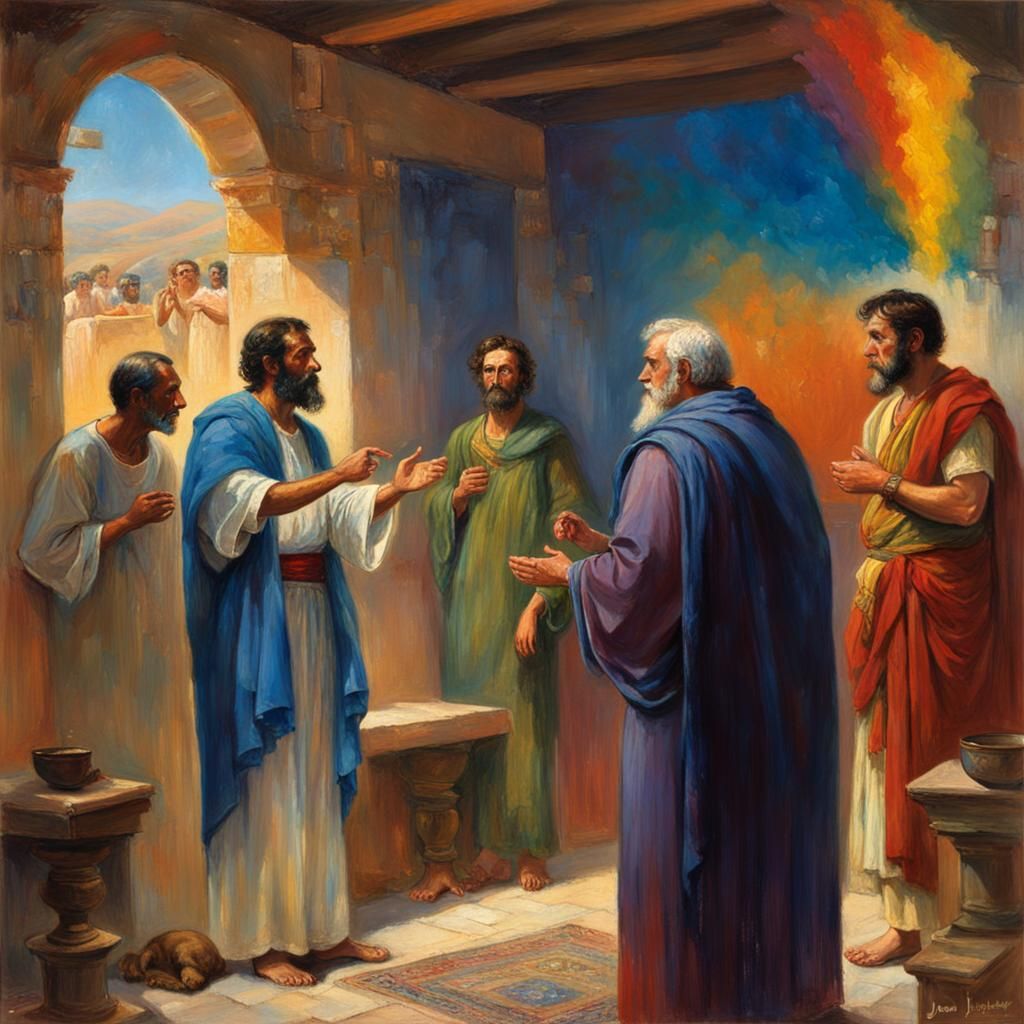 Oath in a Greek House: Oil Painting