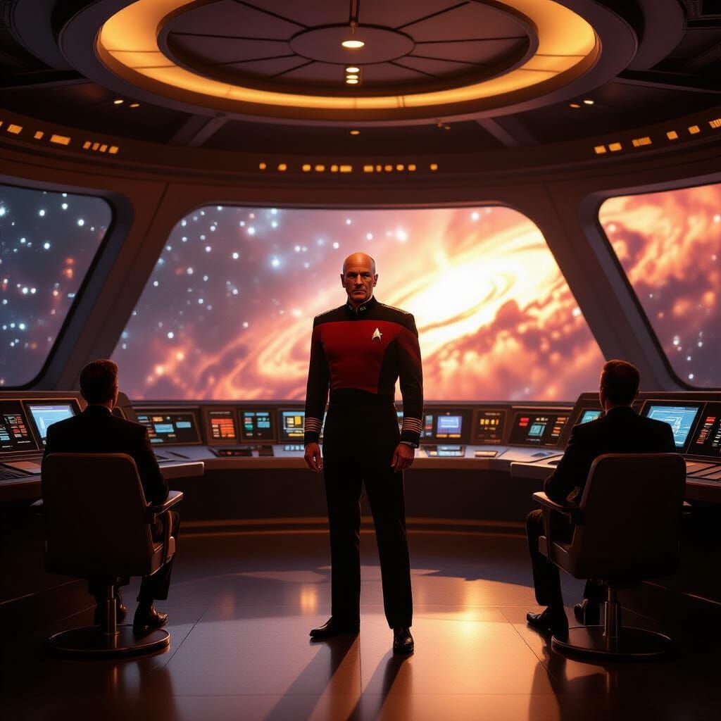 Captain Picard on Enterprise Bridge